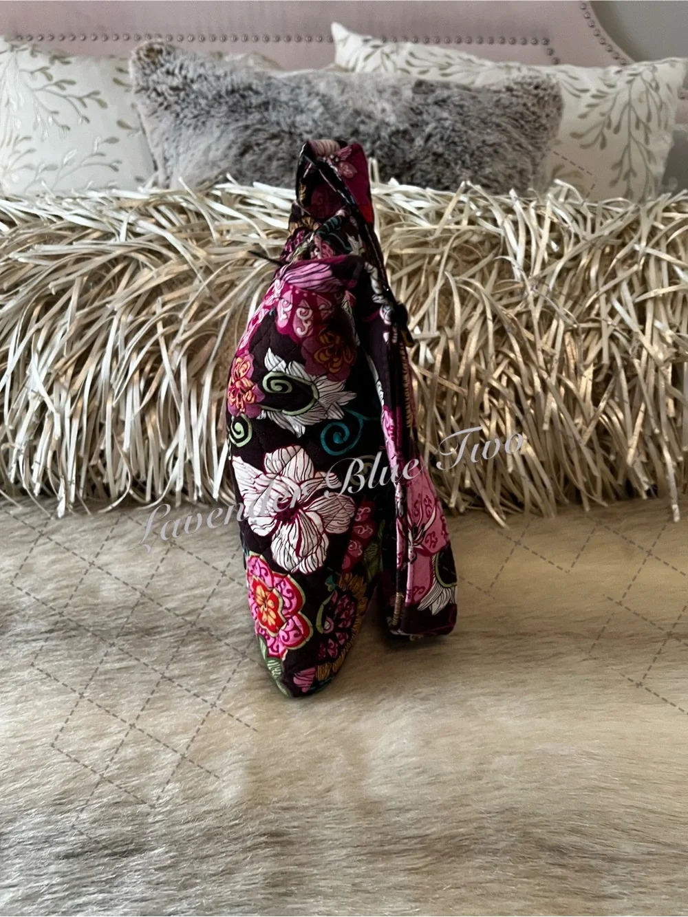 Vintage VERA BRADLEY Mod Floral Pink 2007 Hipster Paisley Brown USA Crossbody
